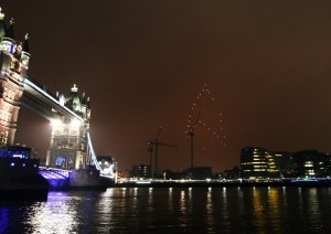 LONDON, ENGLAND - MARCH 23: The Star Trek Logo lights up the London Skyline during earth hour on March 23, 2013 in London, England. (Getty Images For Paramount Pictures).