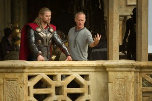 THOR: THE DARK WORLD  L to R: Thor (Chris Hemsworth) on set with Director Alan Taylor PH: Jay Maidment © 2012 MVLFFLLC. TM & © 2012 Marvel. All Rights Reserved. Image Courtesy of Marvel Studios